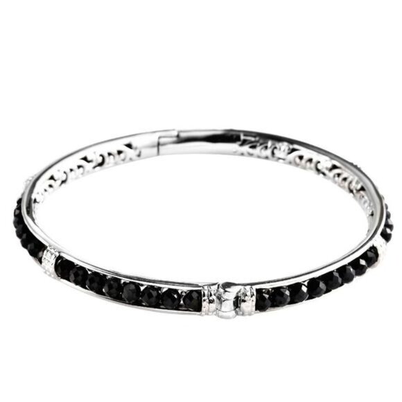 Thai Black Spinel ✦ Mystic Bangle Bracelet ✦ Platinum Bond 8" 18.65ctw NWT - Picture 5 of 8